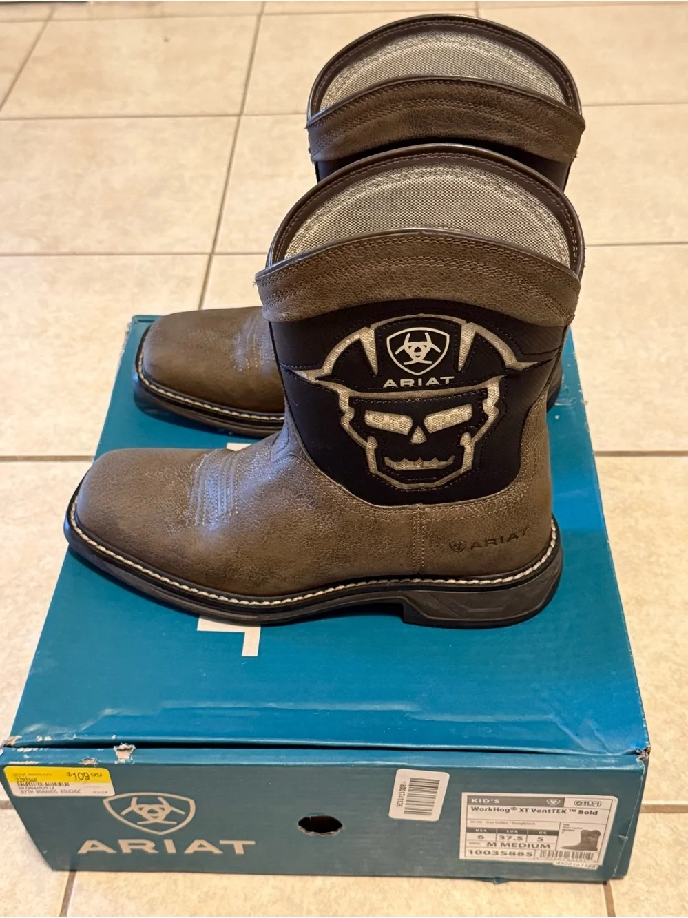 Ariat Youth Boys WorkHog XT VentTEK Bold Boots 10035885 Size 6 M Iron Coffee Box